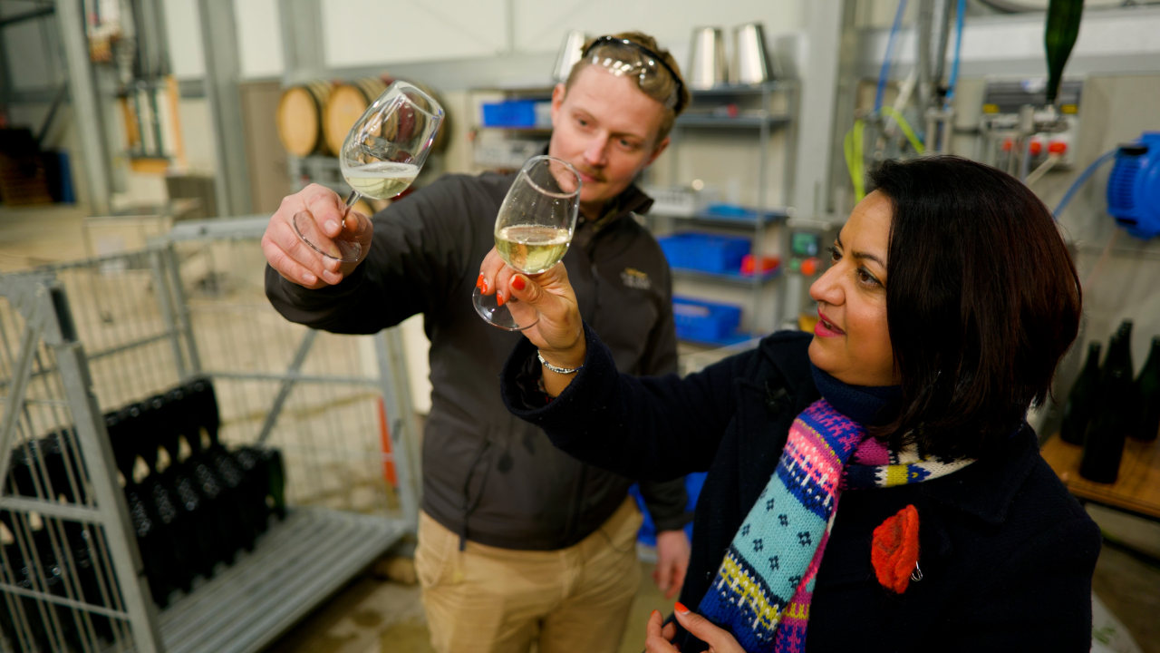 Raise a glass to the holiday season with Shehnaz Hansraj)